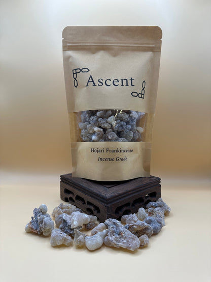 Hojari frankincense incense grade resin in a retail pouch from The Ascent Store